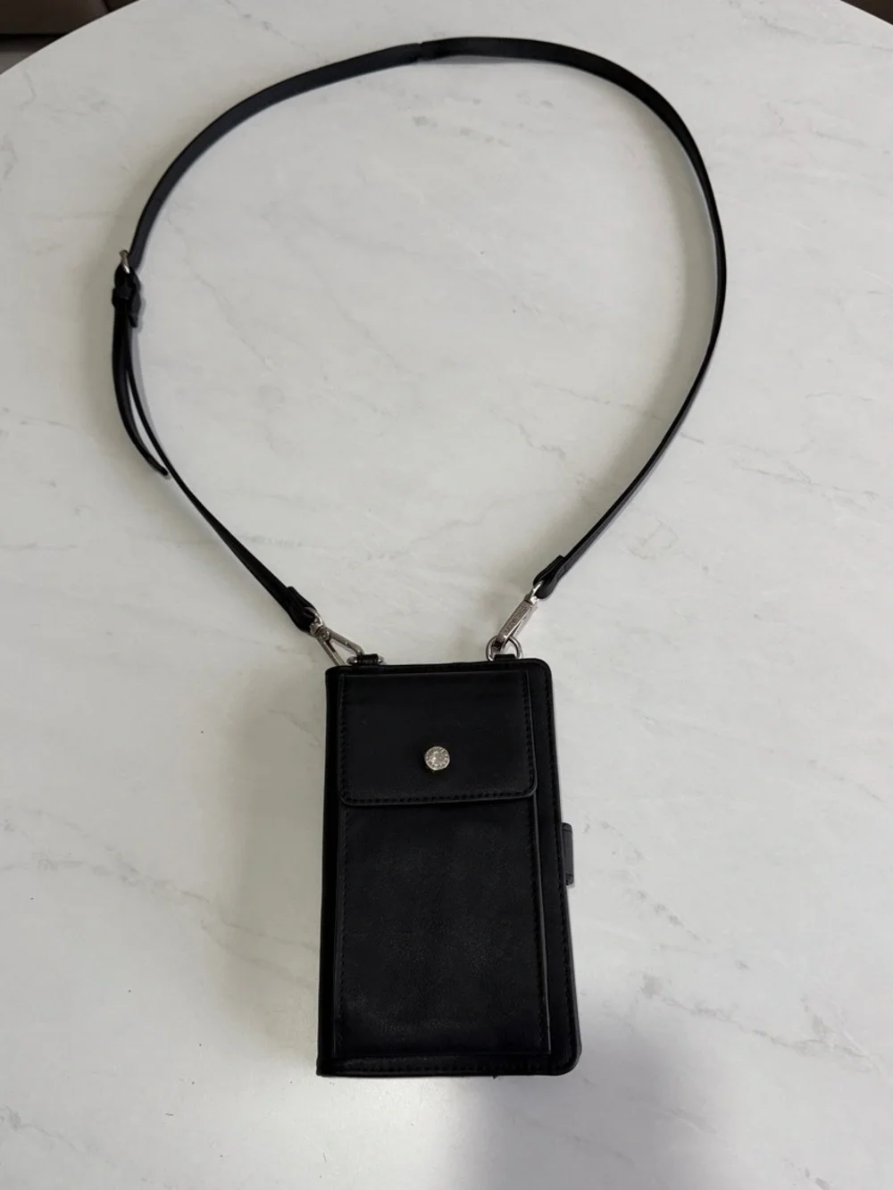 Steve Madden Black Crossbody Phone Holster with Snap Pocket